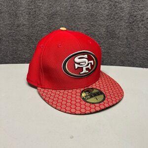 San Francisco 49ers NFL New Era 59FIFTY Fitted‎ Hat Red Gold Sz 7 Kids